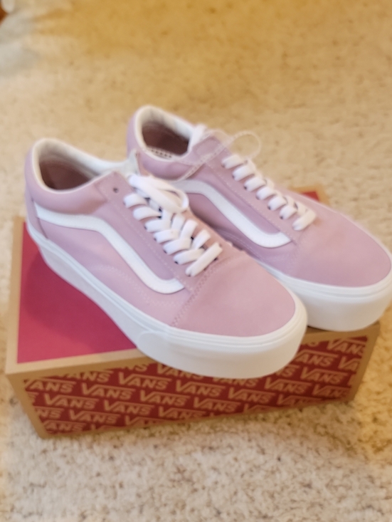 Vans Shoes - Vans Old Skool Platform Sneakers - Lavender with White Stripe